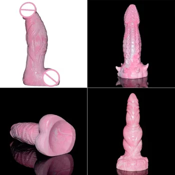 Fantezi Pembe Yapay Penis Silikon Yumuşak Anal Plug Seks Oyuncak Kadınlar Erkekler İçin Vantuz İle Büyük Düğüm Yapay Penis Orgazm Masturbator Butt Plug