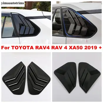 Araba Arka Cam Üçgen Panjur Paneli Sticker Kapak Trim TOYOTA RAV4 RAV 4 XA50 2019-2023 Siyah / Karbon Fiber Aksesuarları