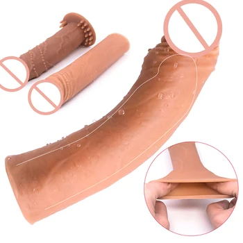 Sıvı Silikon Malzeme Sivri Penis Kollu uzatmak Prezervatif Erkekler İçin Gecikmeli Boşalma Yetişkin Seks Oyuncakları