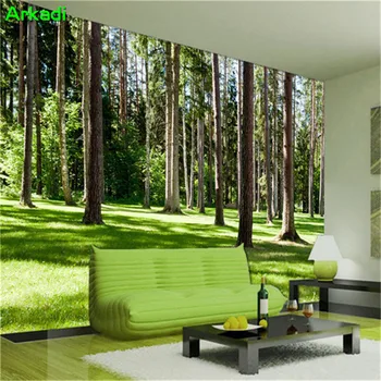 Özel duvar 3d bahçe duvar kağıdı kanepe arka plan duvar bezi su geçirmez HD orman otlak manzara yeşil göz ev dekorasyon